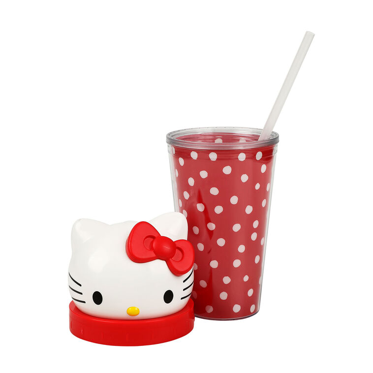 Hallmark BioWorld Hello Kitty Shaped Plastic Tumbler With Straw