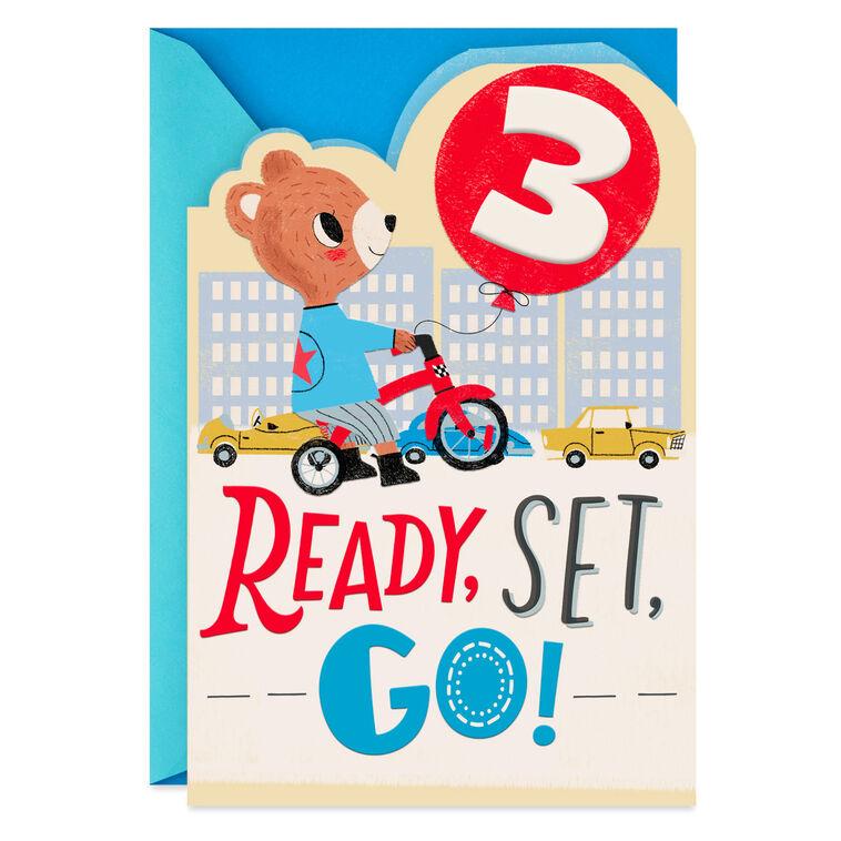 hallmark Birthday Boy Bear on a Bike 3rd Birthday Card