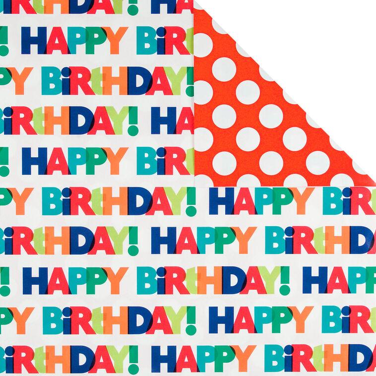 Hallmark Birthday Celebration 3-Pack Reversible Wrapping Paper