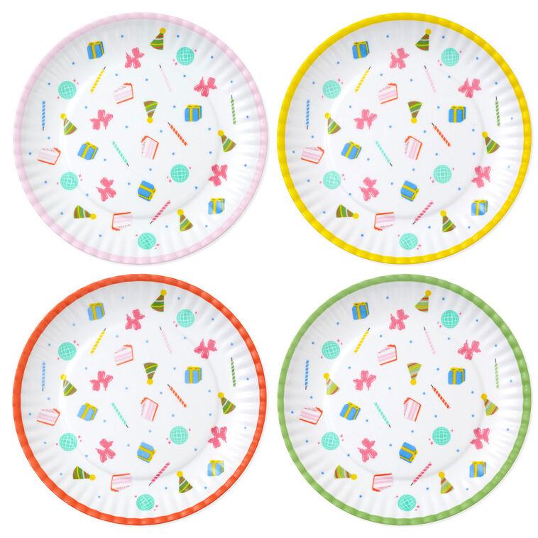 Hallmark Birthday Celebration Icons Melamine Dessert Plates Set Of 4