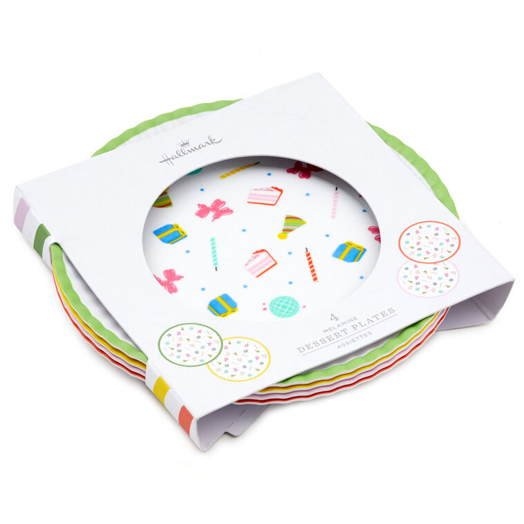 Hallmark Birthday Celebration Icons Melamine Dessert Plates Set Of 4