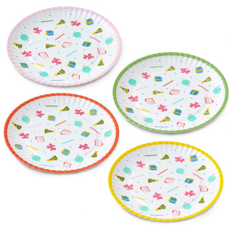 hallmark Birthday Celebration Icons Melamine Dessert Plates Set of 4