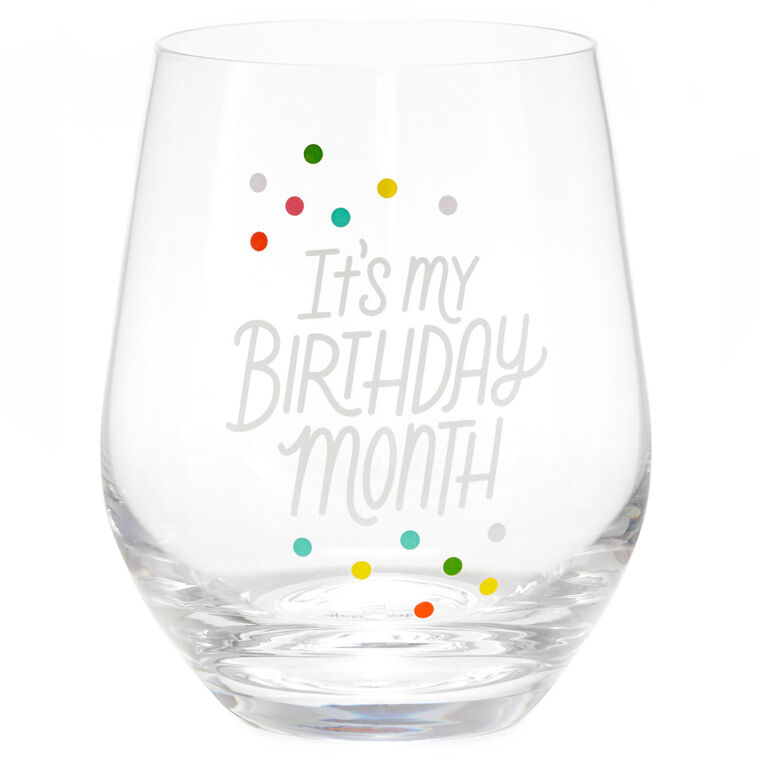 Hallmark Birthday Month Tea Towel And Wine Glass Bundle