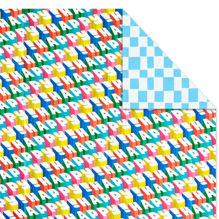 Hallmark Birthdays And Beyond Reversible Flat Wrapping Paper Assortment With Gift Tags 12 Sheets