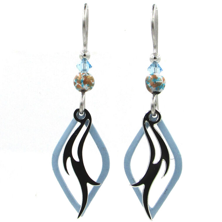hallmark Black and Blue Diamond Layered Metal Drop Earrings