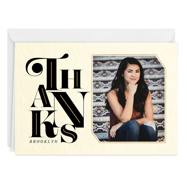 hallmark Black and Gold Letters Custom Thank-You Card
