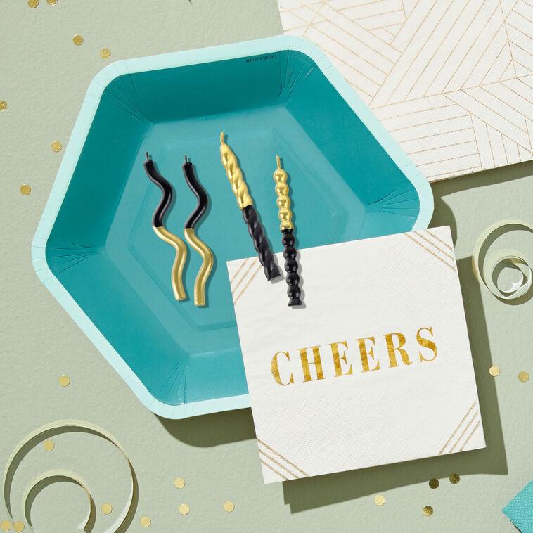 Hallmark Black And Gold Squiggles Birthday Candles Pack Of 4