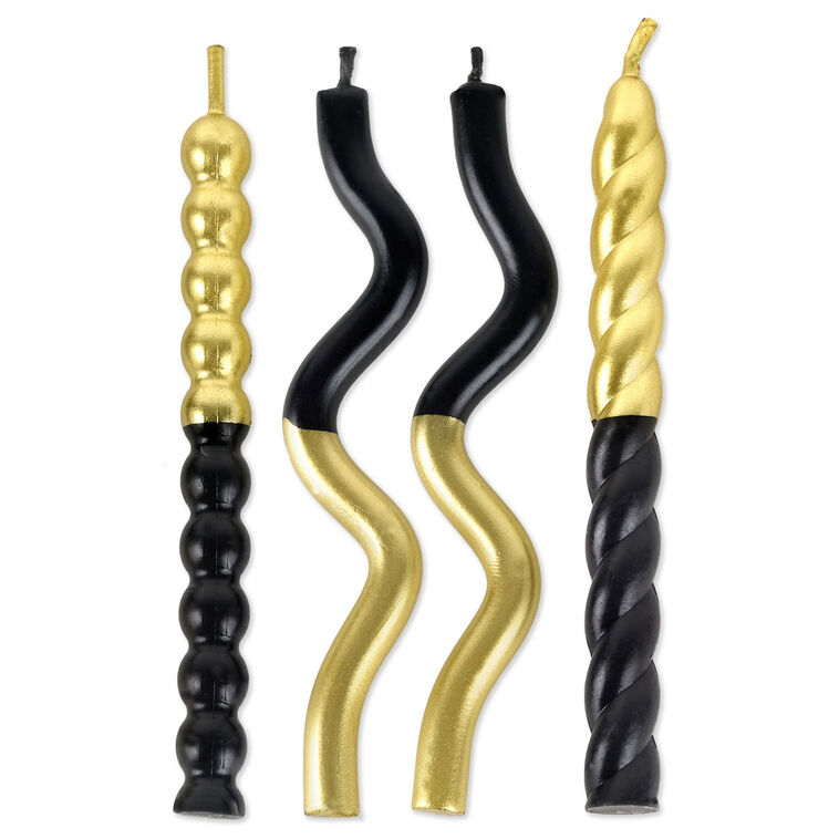 hallmark Black and Gold Squiggles Birthday Candles Pack of 4