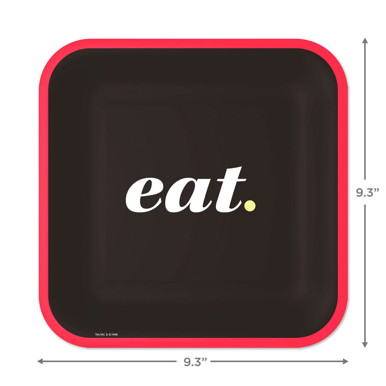 Hallmark Black And Red "Eat" Square Dinner Plates Set Of 8