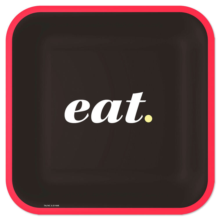 hallmark Black and Red "Eat" Square Dinner Plates Set of 8