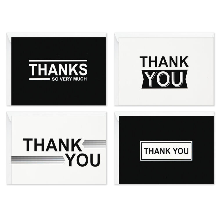 Hallmark Black-and-White Assorted Blank Thank-You Notes Pack Of 48