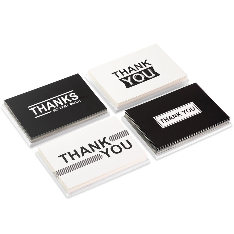 hallmark Black-and-White Assorted Blank Thank-You Notes Pack of 48