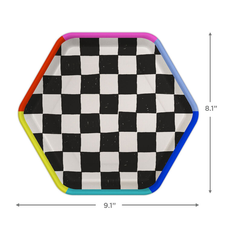 Hallmark Black And White Checkered Hexagonal Dessert Plates Pack Of 8