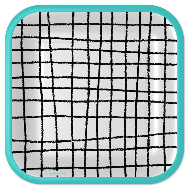 hallmark Black and White Grid Square Dessert Plates Set of 8