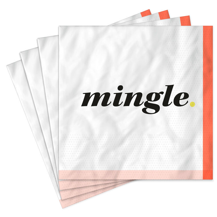 hallmark Black and White "Mingle" Cocktail Napkins Set of 16