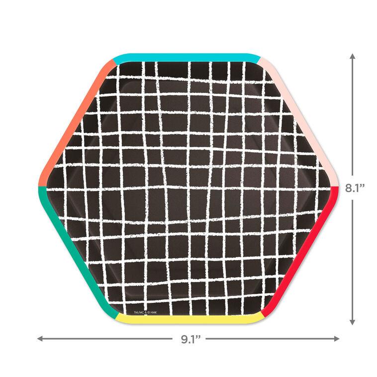 Hallmark Black Grid Hexagonal Dessert Plates Set Of 8