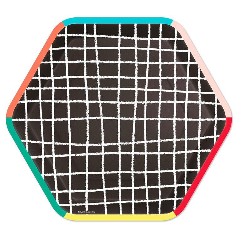 hallmark Black Grid Hexagonal Dessert Plates Set of 8