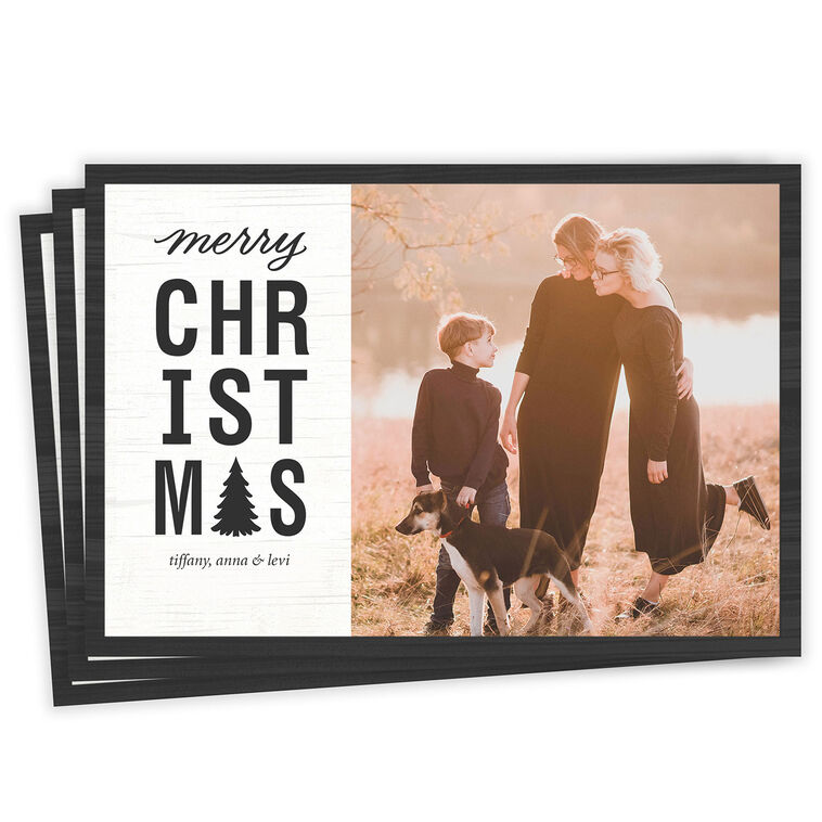 hallmark Black & White Rustic Flat Christmas Photo Card