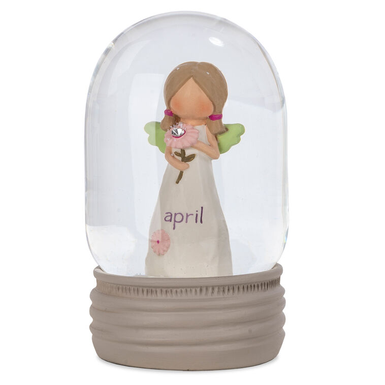 hallmark Blossom Bucket April Birthstone Angel Snow Globe 4.2"