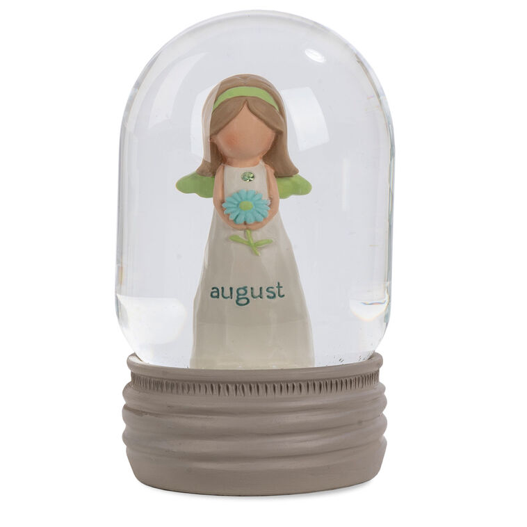 hallmark Blossom Bucket August Birthstone Angel Snow Globe 4.2"