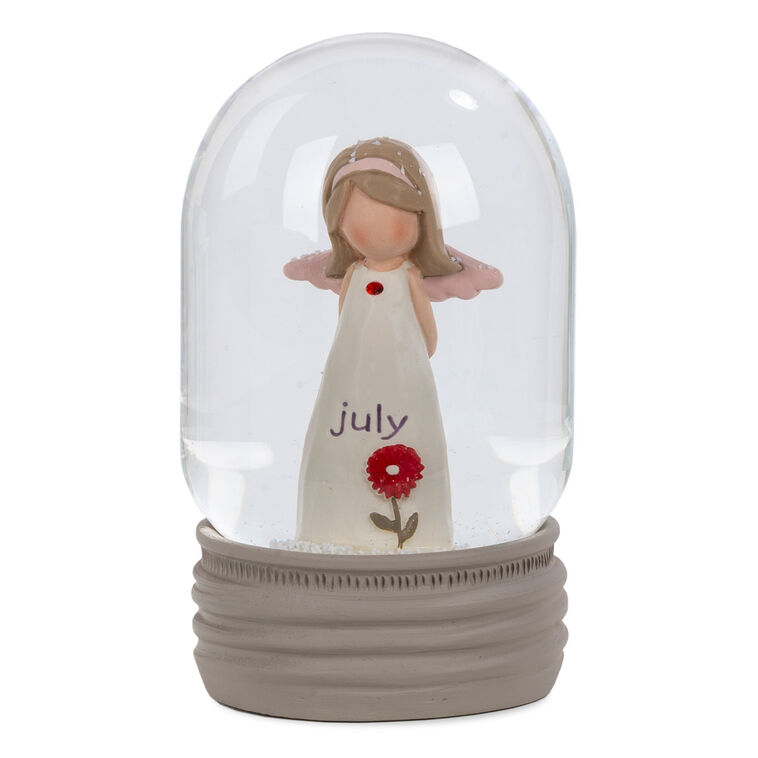 hallmark Blossom Bucket July Birthstone Angel Snow Globe 4.2"