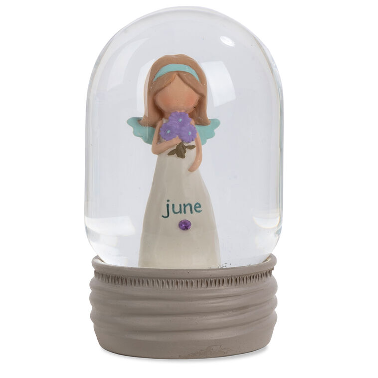 hallmark Blossom Bucket June Birthstone Angel Snow Globe 4.2"