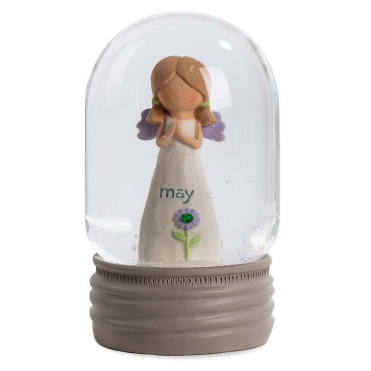 hallmark Blossom Bucket May Birthstone Angel Snow Globe 4.2"