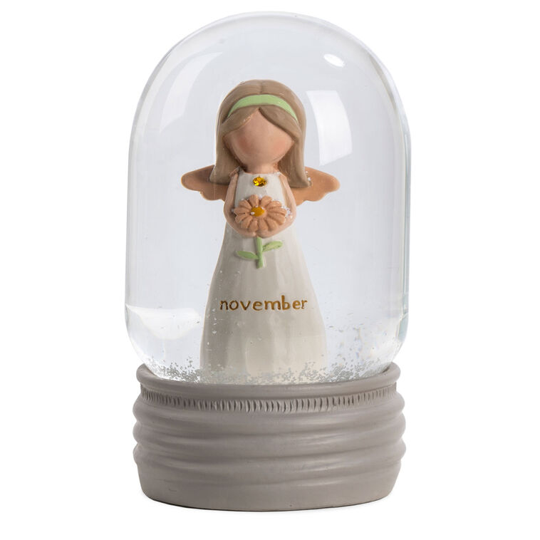 hallmark Blossom Bucket November Birthstone Angel Snow Globe 4.2"
