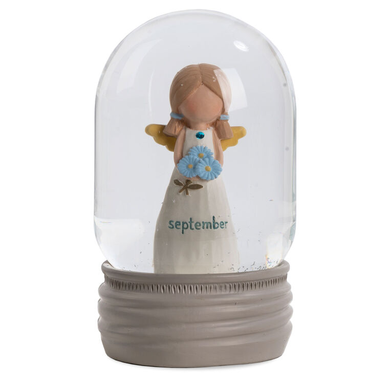 hallmark Blossom Bucket September Birthstone Angel Snow Globe 4.2"