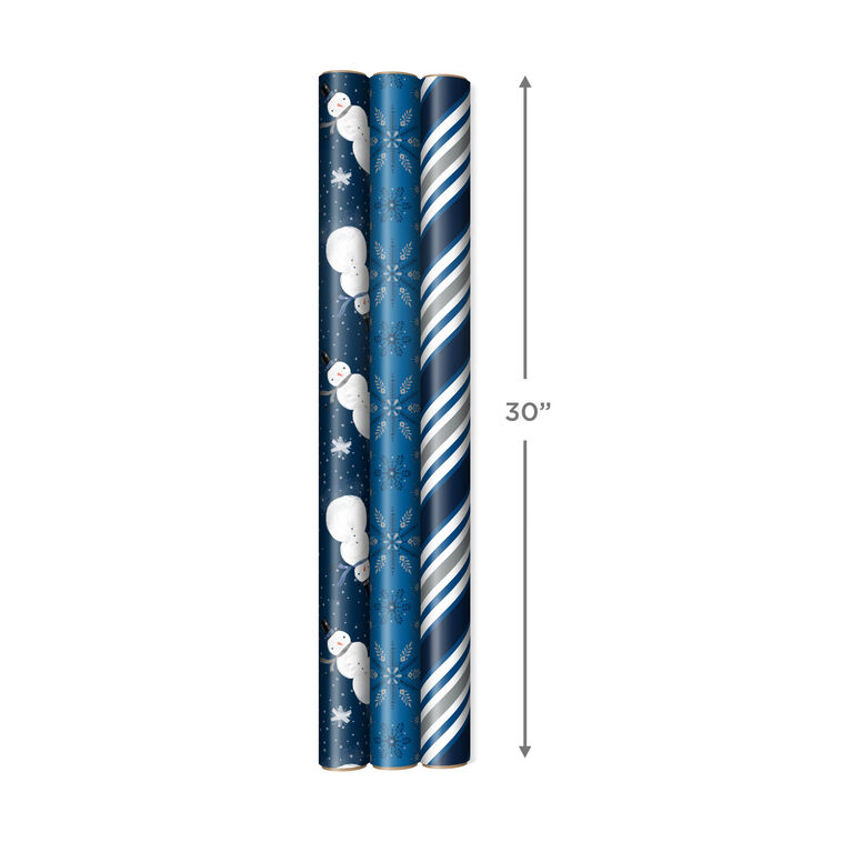 Hallmark Blue And Silver Gift Wrap Kit With Holiday Wrapping Paper Bows Ribbons And Tags
