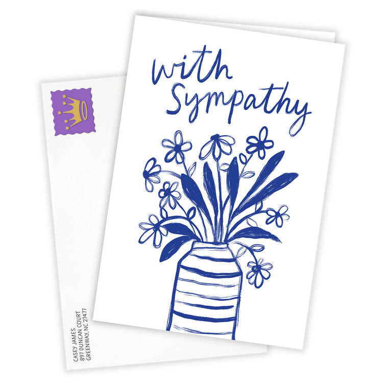 Hallmark Blue And White Flower Bouquet Custom Sympathy Card