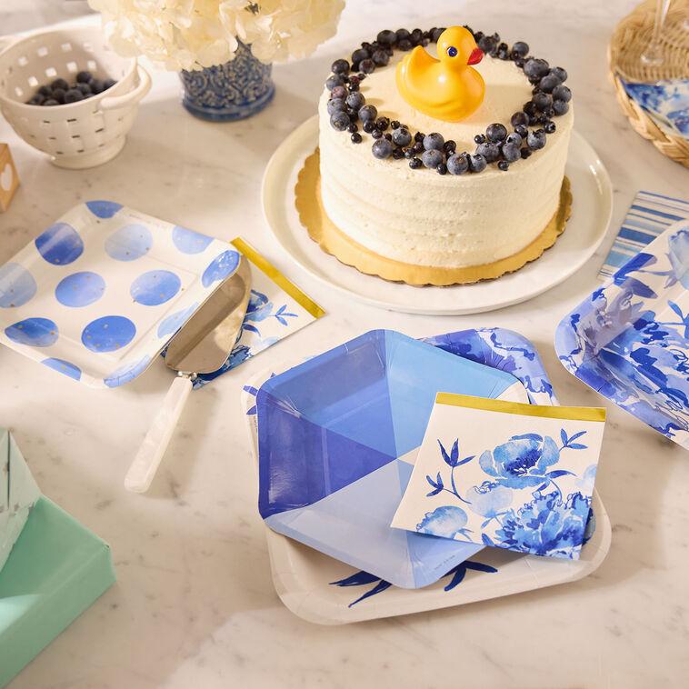 Hallmark Blue And White Watercolor Party Essentials Set