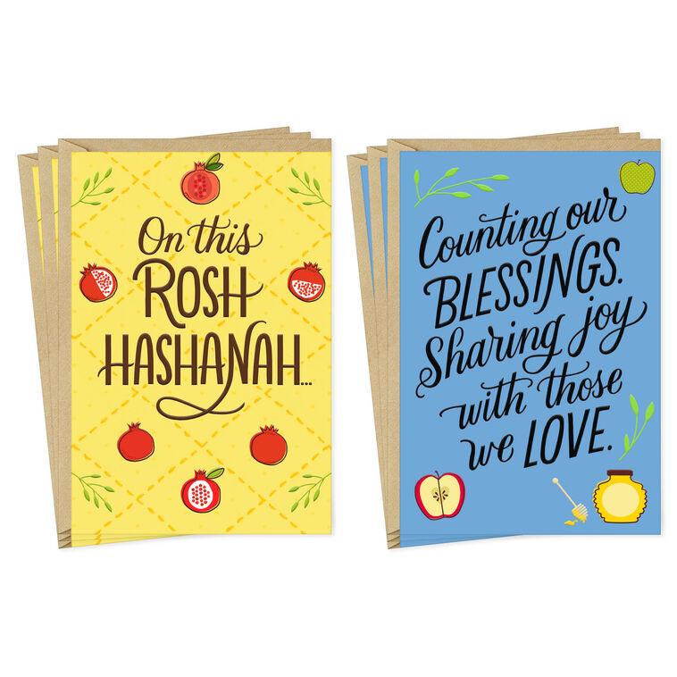 hallmark Blue and Yellow Assorted Rosh Hashanah Cards Pack of 6
