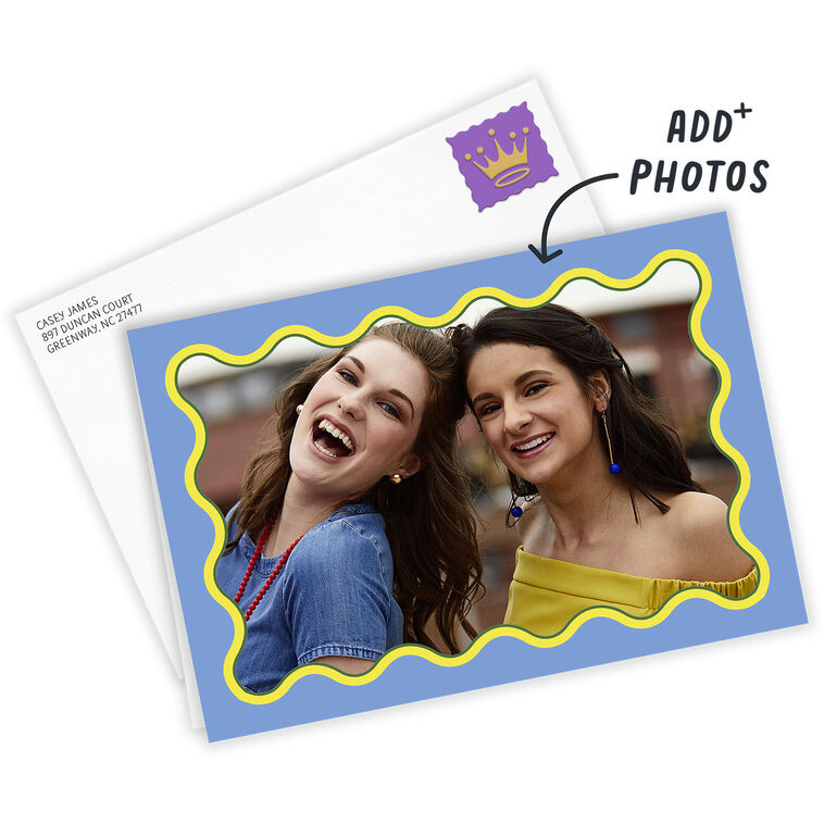 Hallmark Blue And Yellow Rick Rack Frame Blank Custom Card