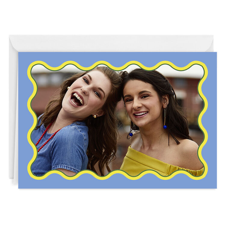 hallmark Blue and Yellow Rick Rack Frame Blank Custom Card