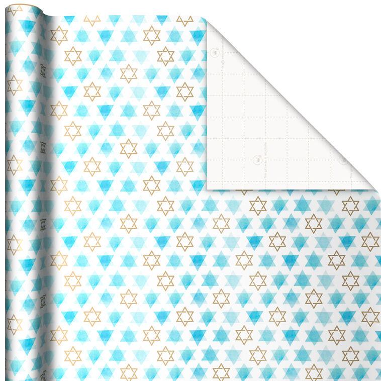Hallmark Blue Hanukkah Designs 3-Pack Wrapping Paper Assortment 120 Sq. Ft