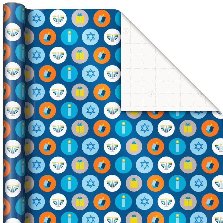 Hallmark Blue Hanukkah Designs 3-Pack Wrapping Paper Assortment 120 Sq. Ft