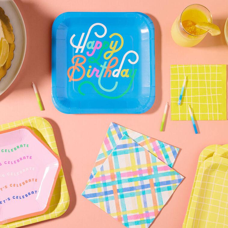 Hallmark Blue "Happy Birthday" Dinner Plates Pack Of 8