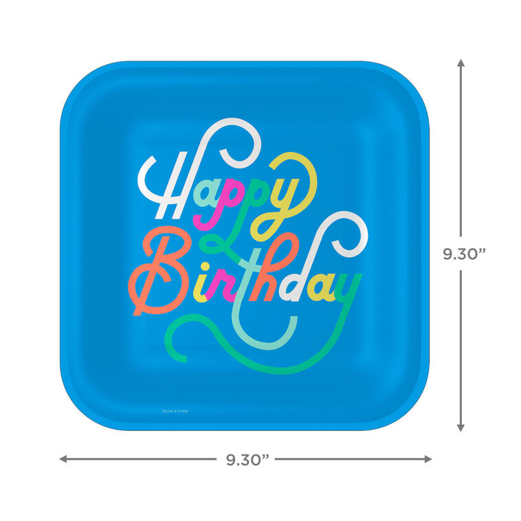 Hallmark Blue "Happy Birthday" Dinner Plates Pack Of 8