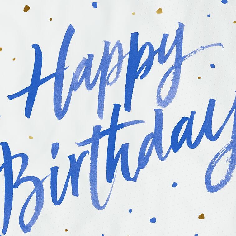 Hallmark Blue "Happy Birthday" On White Dinner Napkins Set Of 16
