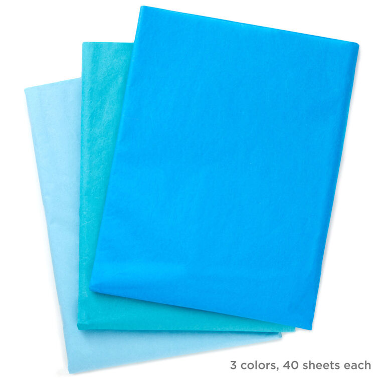 Hallmark Blue/Turquoise/Light Blue 3-Pack Bulk Tissue Paper 90 Sheets