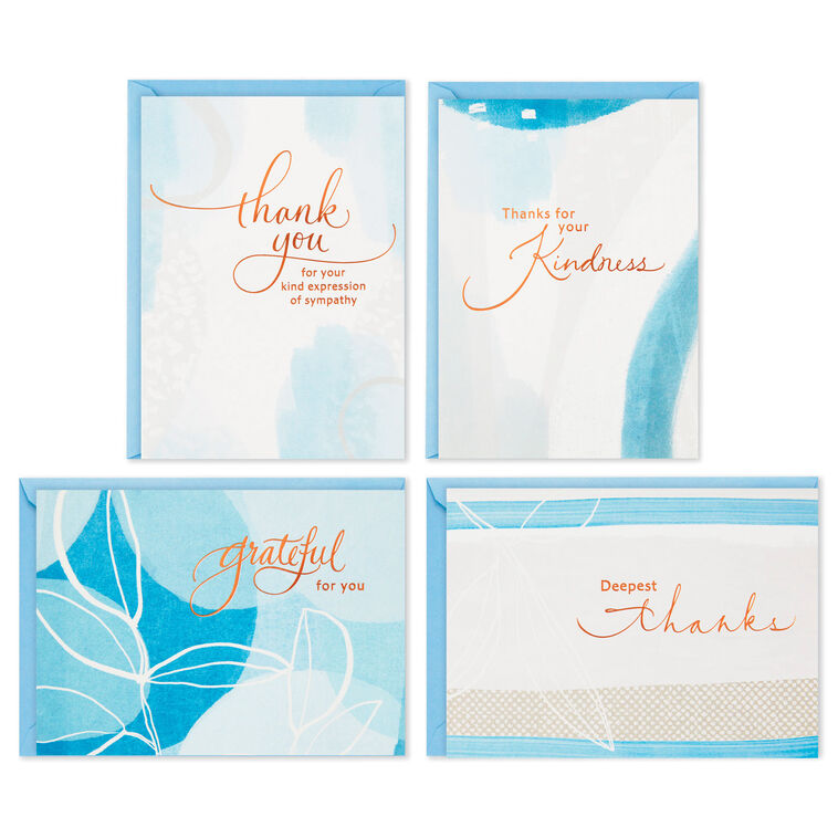 Hallmark Blue Watercolor Assortment Blank Sympathy Thank-You Notes Pack Of 24