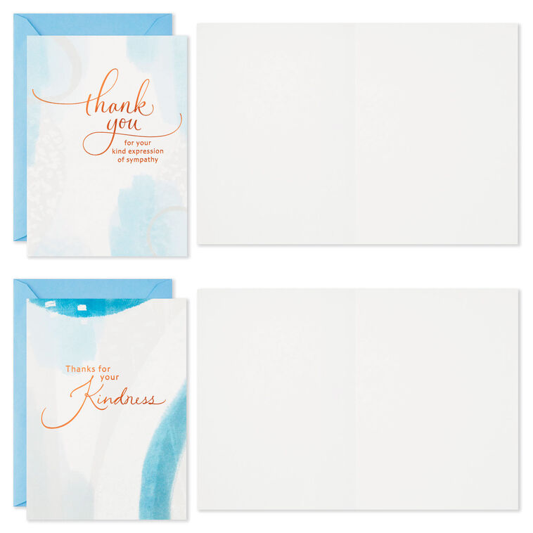 Hallmark Blue Watercolor Assortment Blank Sympathy Thank-You Notes Pack Of 24