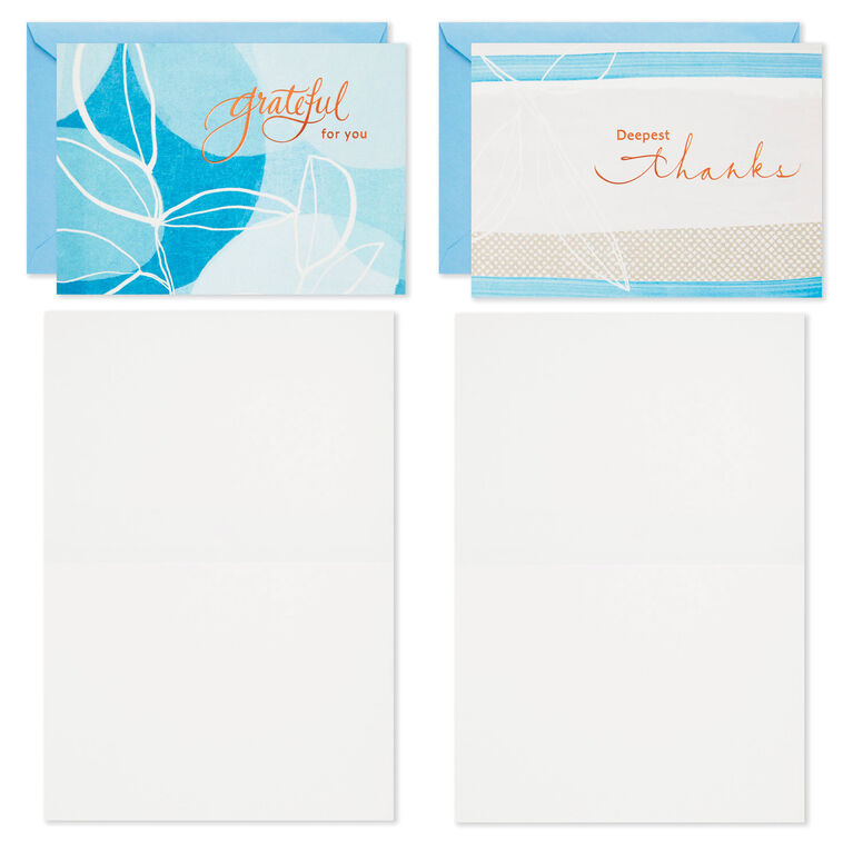 Hallmark Blue Watercolor Assortment Blank Sympathy Thank-You Notes Pack Of 24