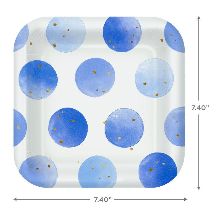 Hallmark Blue Watercolor Dots Dessert Plates Pack Of 8