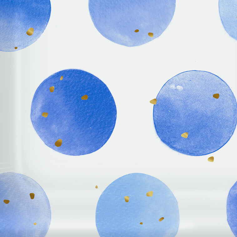 Hallmark Blue Watercolor Dots Dessert Plates Pack Of 8