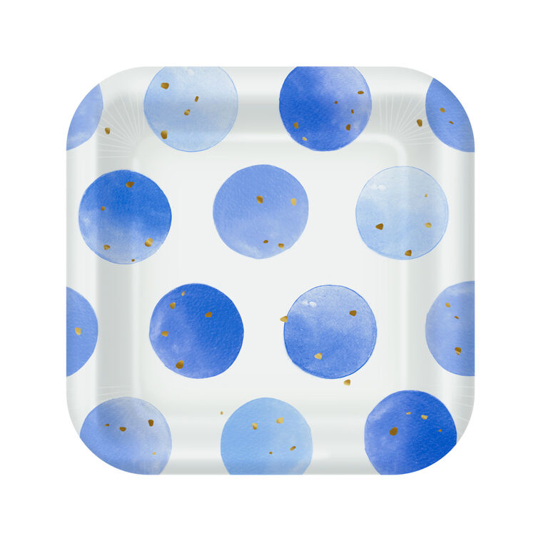 hallmark Blue Watercolor Dots Dessert Plates Pack of 8