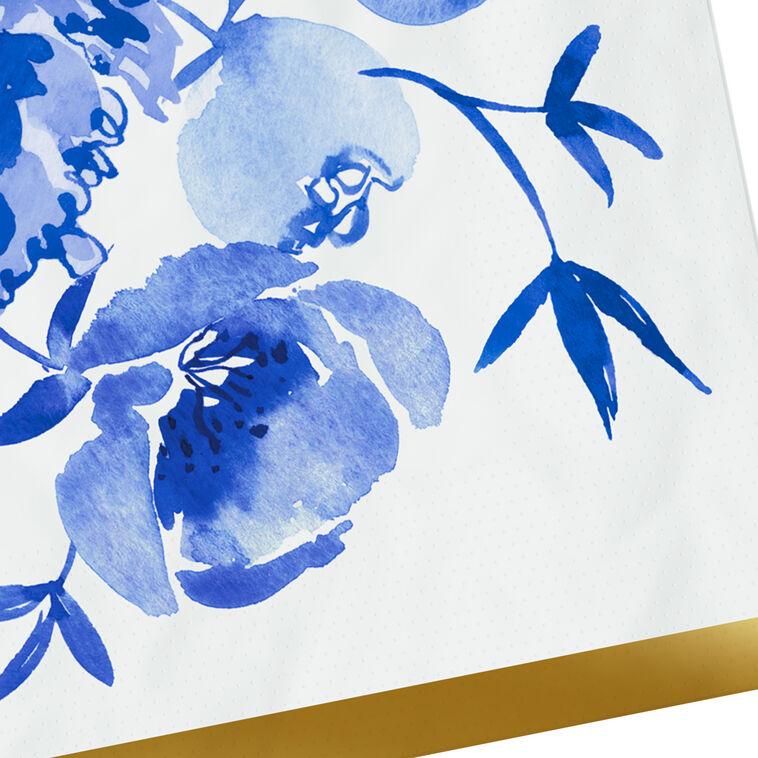 Hallmark Blue Watercolor Floral Cocktail Napkins Set Of 16