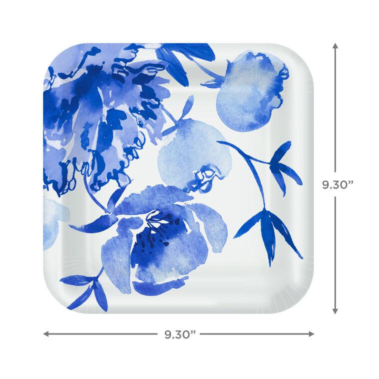 Hallmark Blue Watercolor Floral Dinner Plates Pack Of 8