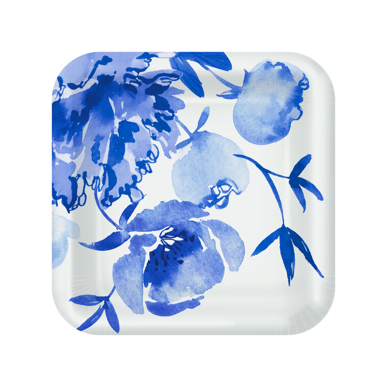 hallmark Blue Watercolor Floral Dinner Plates Pack of 8
